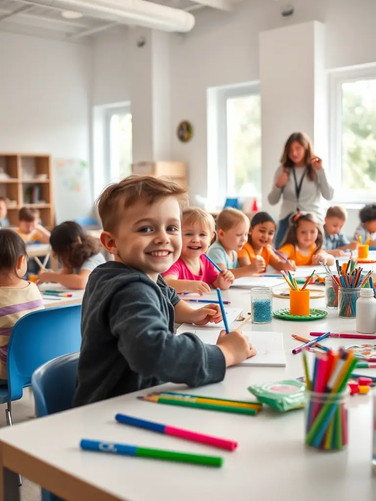 A group of children participating in an art workshop organized by RAPATAF, focusing on hands-on learning and creative expression.
